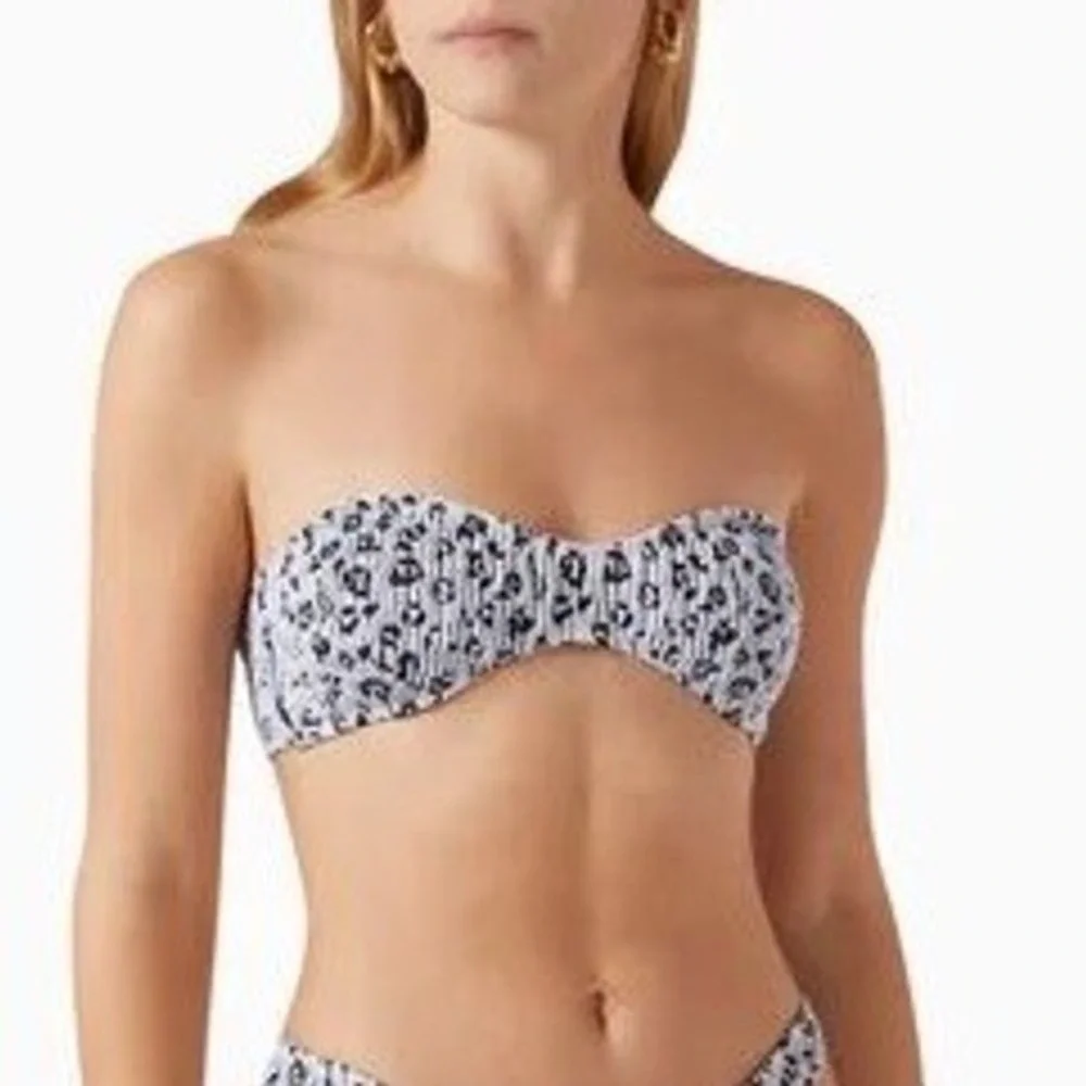 Good American Always Fits Leopard Smocked Bikini‎ Top Women 2XL/3XL Blue Black